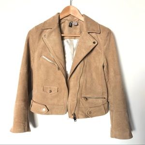 Moto bike crop jacket in vegan suede leather